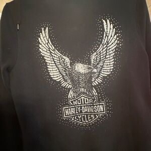 Woman's Harley Davidson Black Rhinestone Hooded Sweatshirt